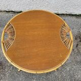 Round rattan coffee table 1960