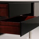 Stunning Willy Rizzo bar / sideboard in black & stainless steel, Italy 1969