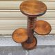 Turned wooden gueridon side table, solid turned, Charles Dudouyt style, 1960.