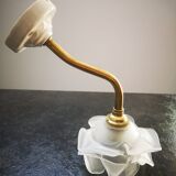 Applique ancienne tulipe pâte de verre forme fleur col de cygne laiton porcelaine art déco 1930