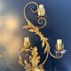Pair of Golden Florentine Wall Lights 1950s 1960s Hollywood Regency 7 Lights