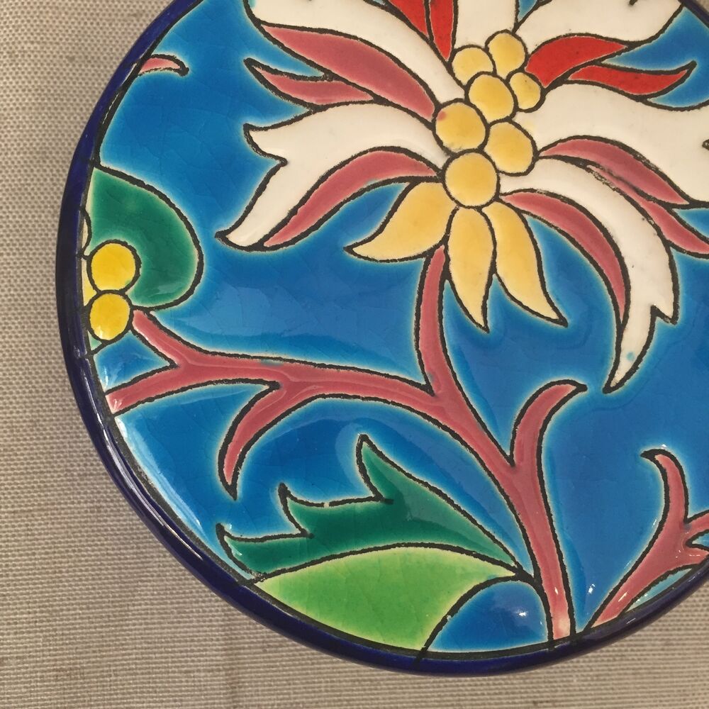 Boîte à bijoux en émaux de Longwy à decor d'edelweiss