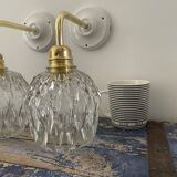 Set of two vintage sconces in chiseled glass
