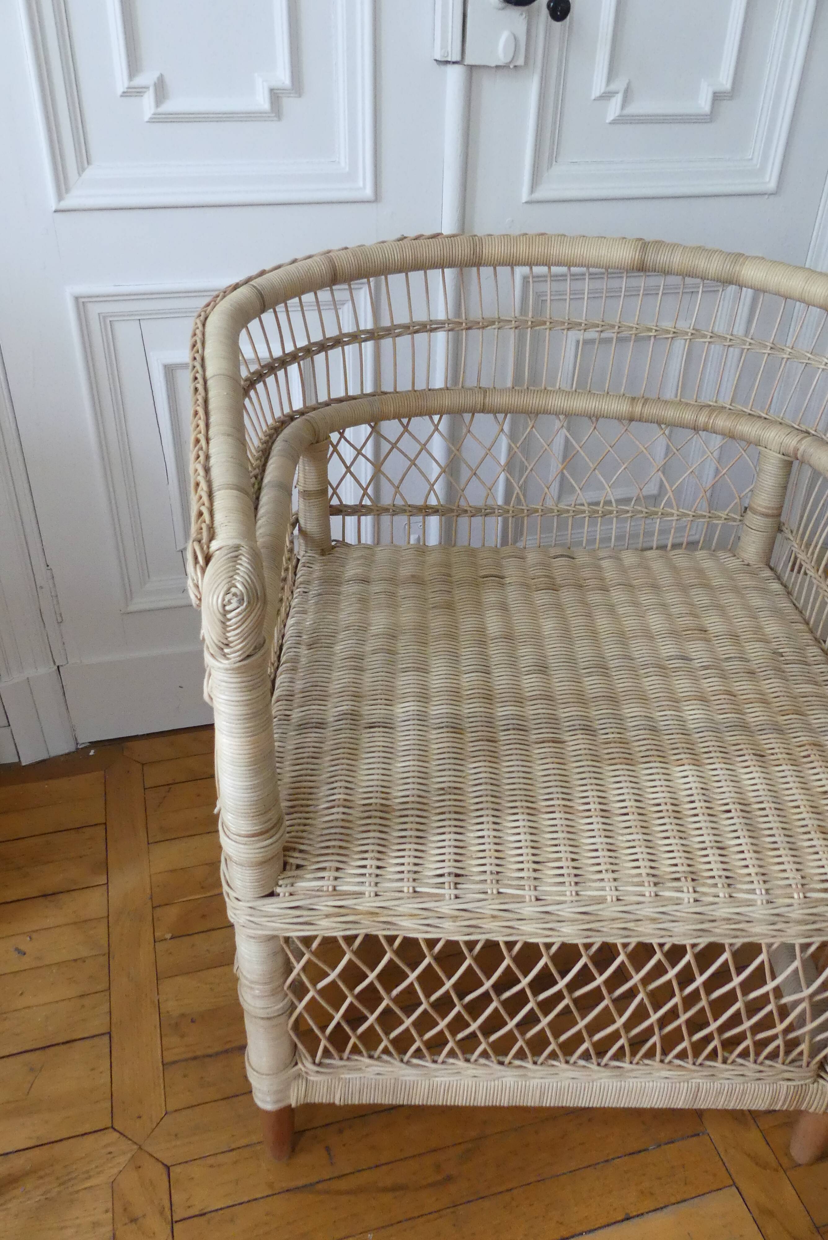 Natural rattan armchair braided