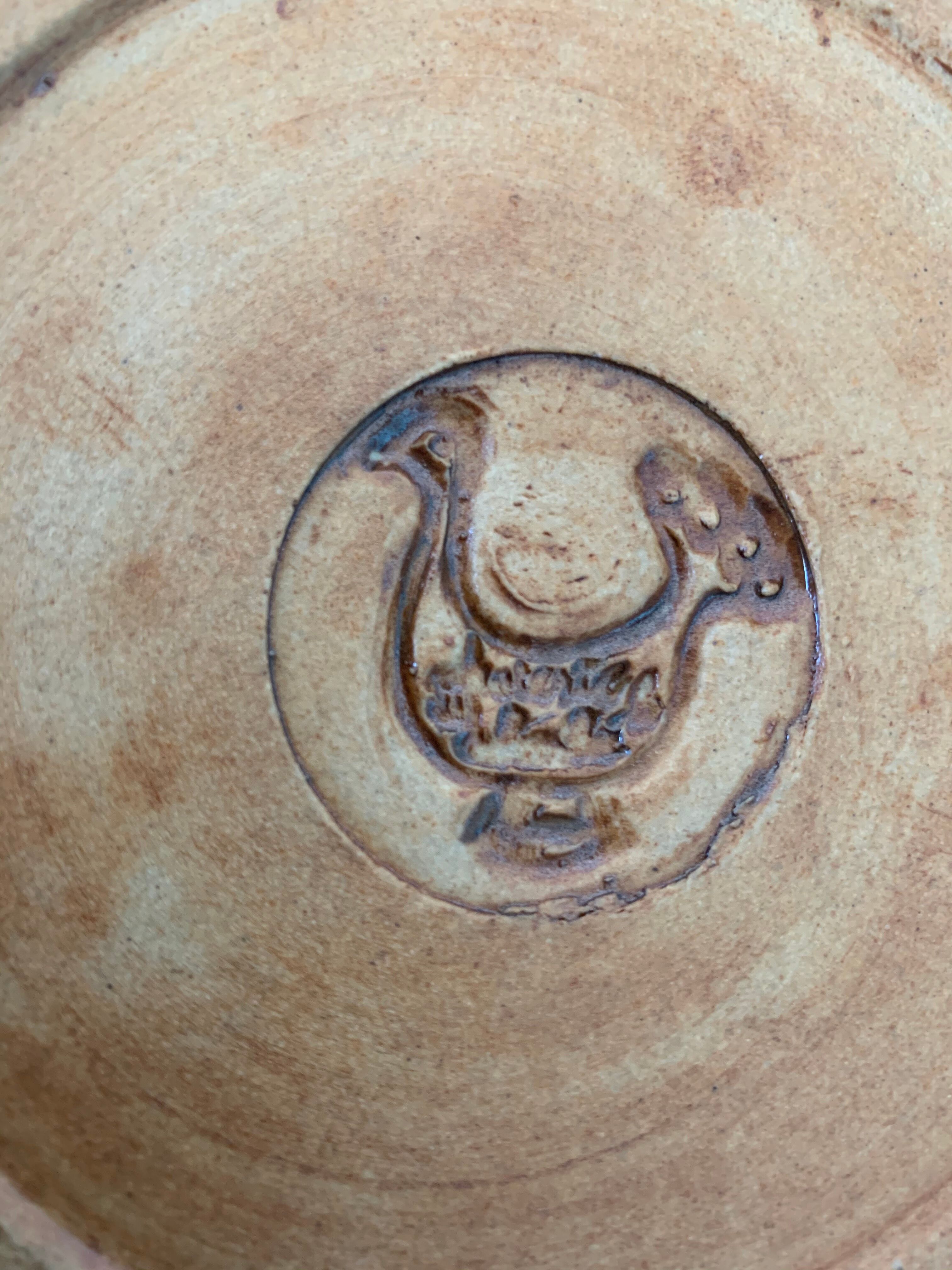 6 small bread plates enamelled pottery of the Vallauris Dove