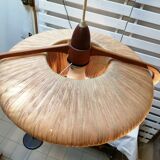 Sisal Ufo pendant lamp and vintage teak by Temde Leuchten