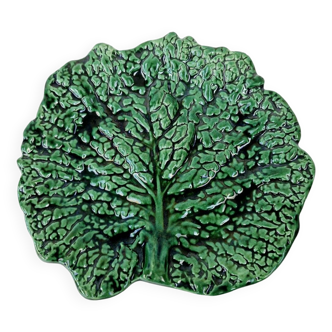 Malicorne Cabbage Barbotine Ceramic Dish Plate Signed Jules Moreau