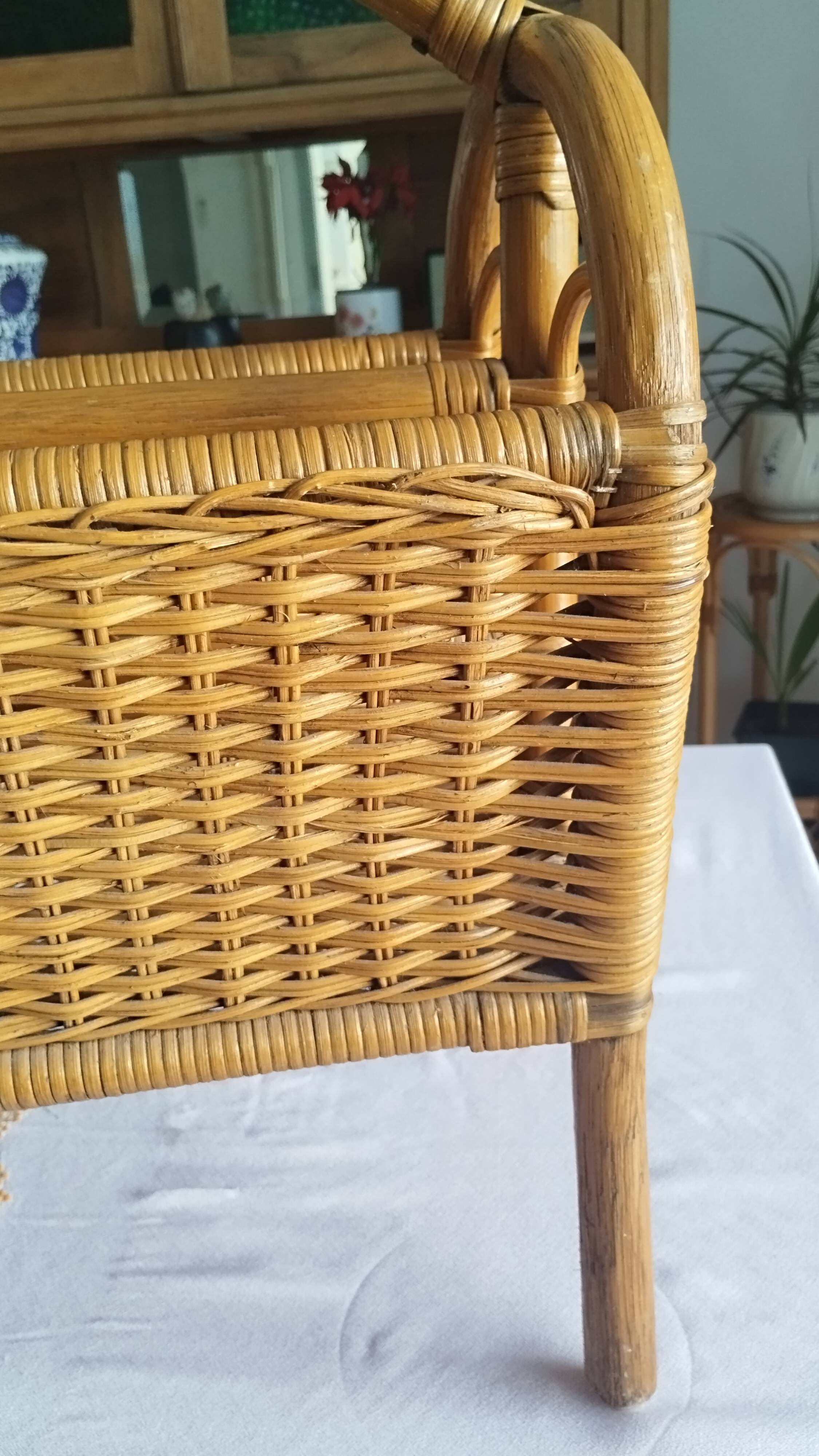 Rattan magazine rack