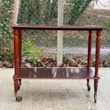 2-level rolling table in lacquered mahogany and brass 1960