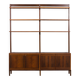 Scandinavian two bay rosewood free-standing wall unit