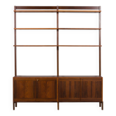 Scandinavian two bay rosewood free-standing wall unit