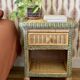 Lot de 2 tables de nuit chevets en rotin tressé vintage
