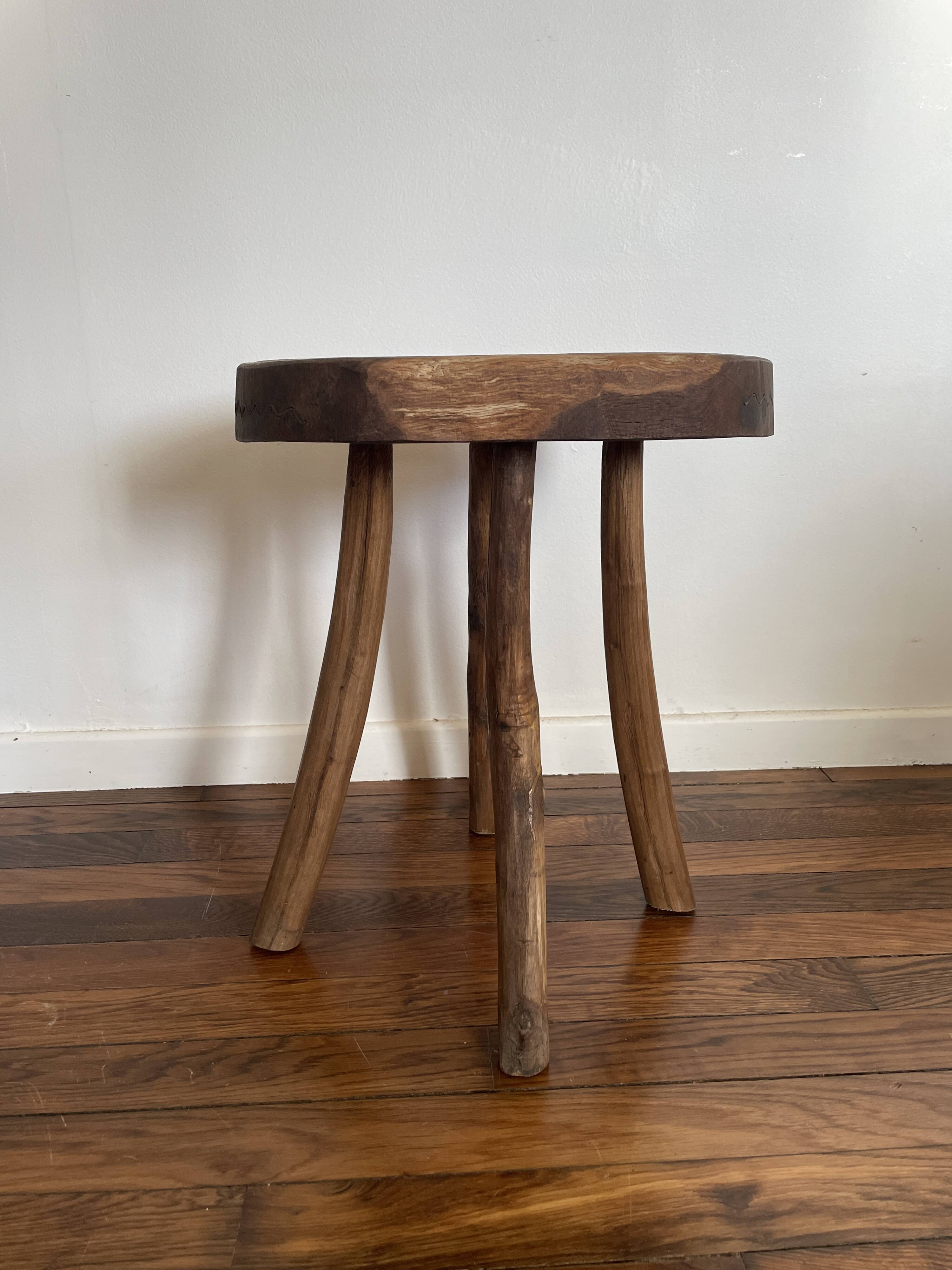 Brutalist Wooden Stool