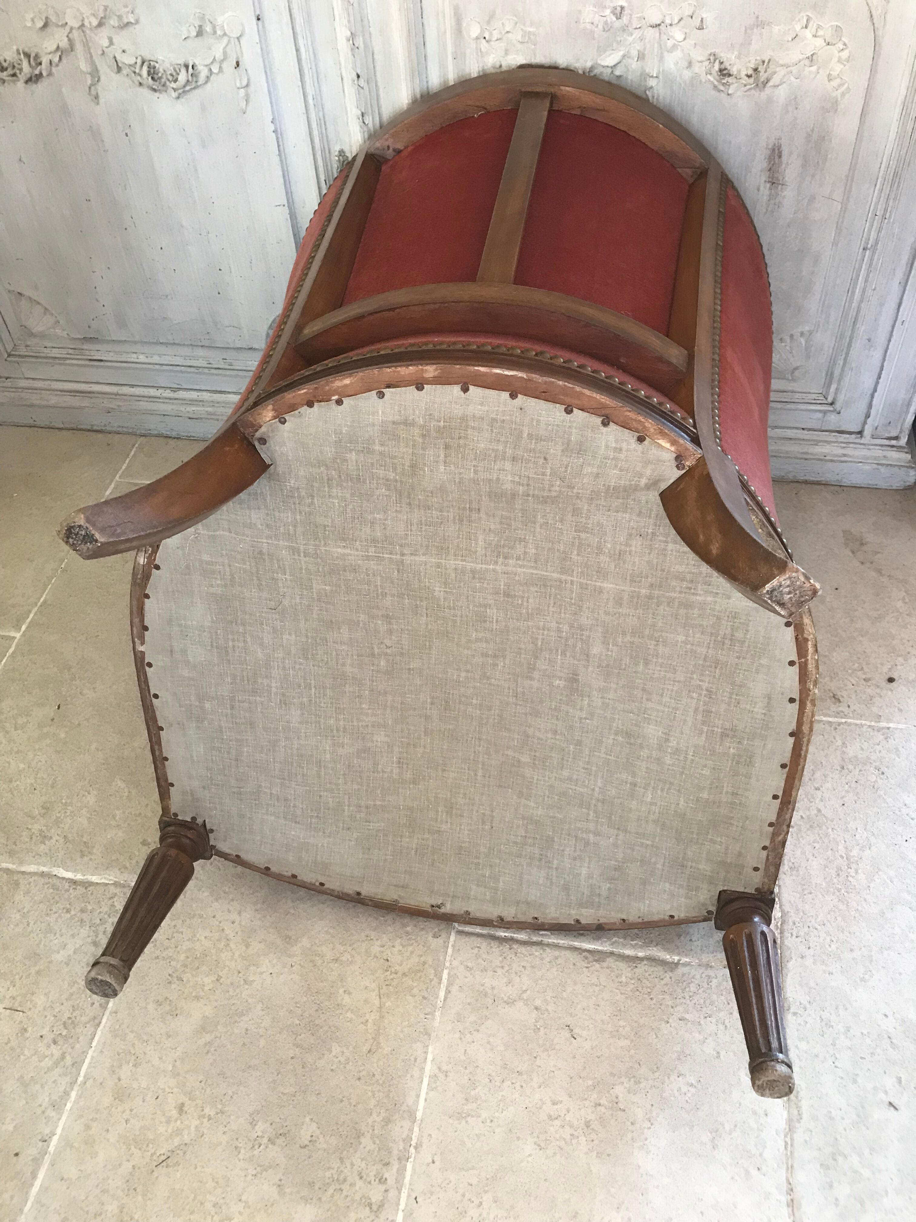 Velvet shepherdess armchair