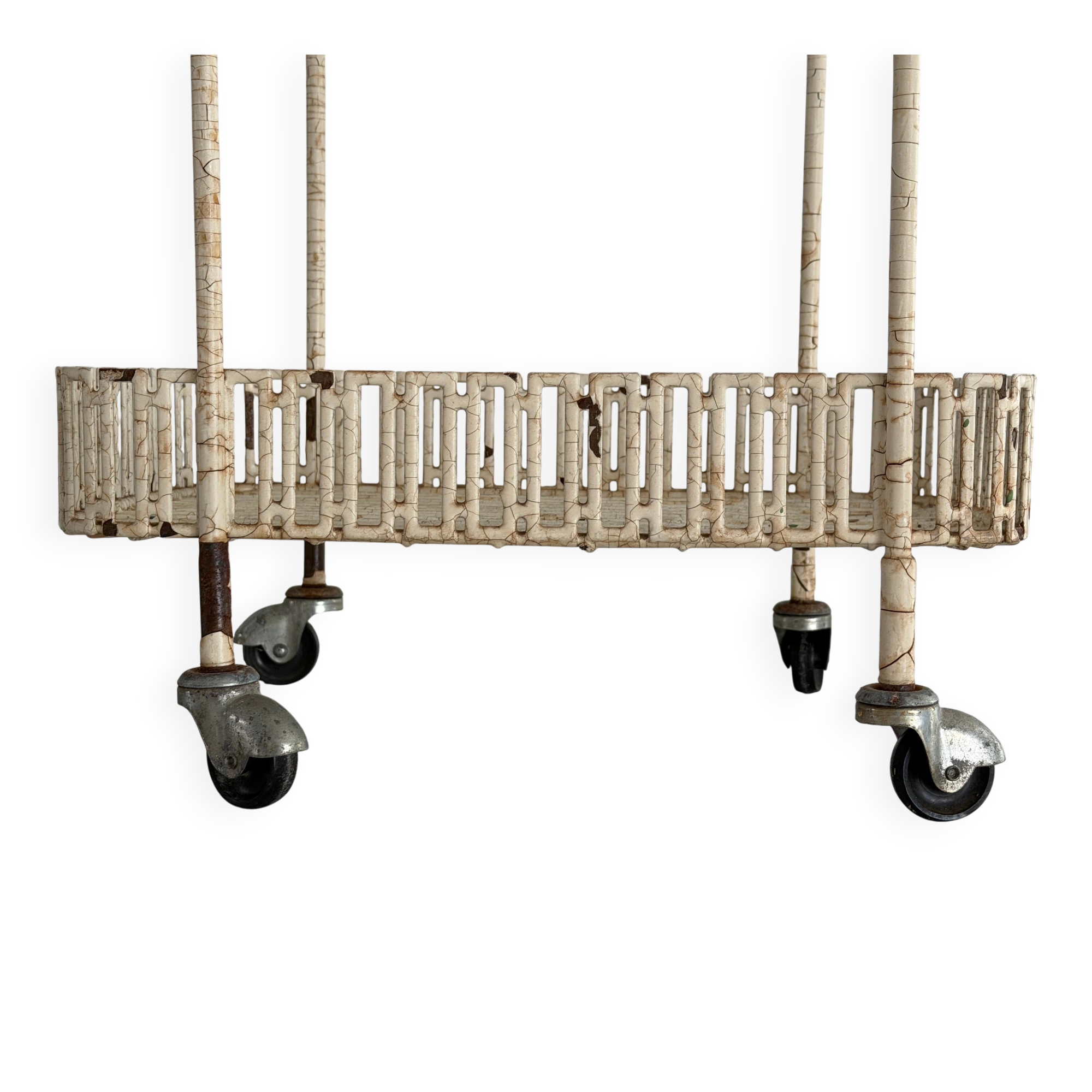 Bar cart or service table in white metal, 1960, France
