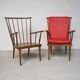 Fauteuils « Éventail »  Baumann rouge et jaune orangé années 80