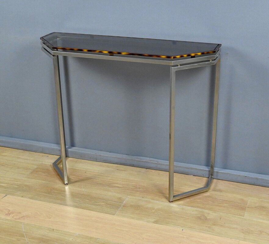 Smoked glass hexagonal console – 1970