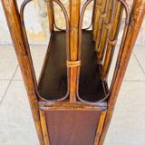 Vintage two-tier bamboo and rattan shelf with storage, Circa 1960