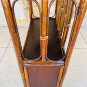 Vintage two-tier bamboo and rattan shelf with storage, Circa 1960