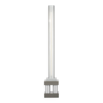Lampadaire modèle « Chicago Tribune » en métal émaillé gris et argenté, ave