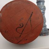 Blue glazed terracotta vase and candle holder