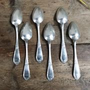 Set of 6 silver metal spoons