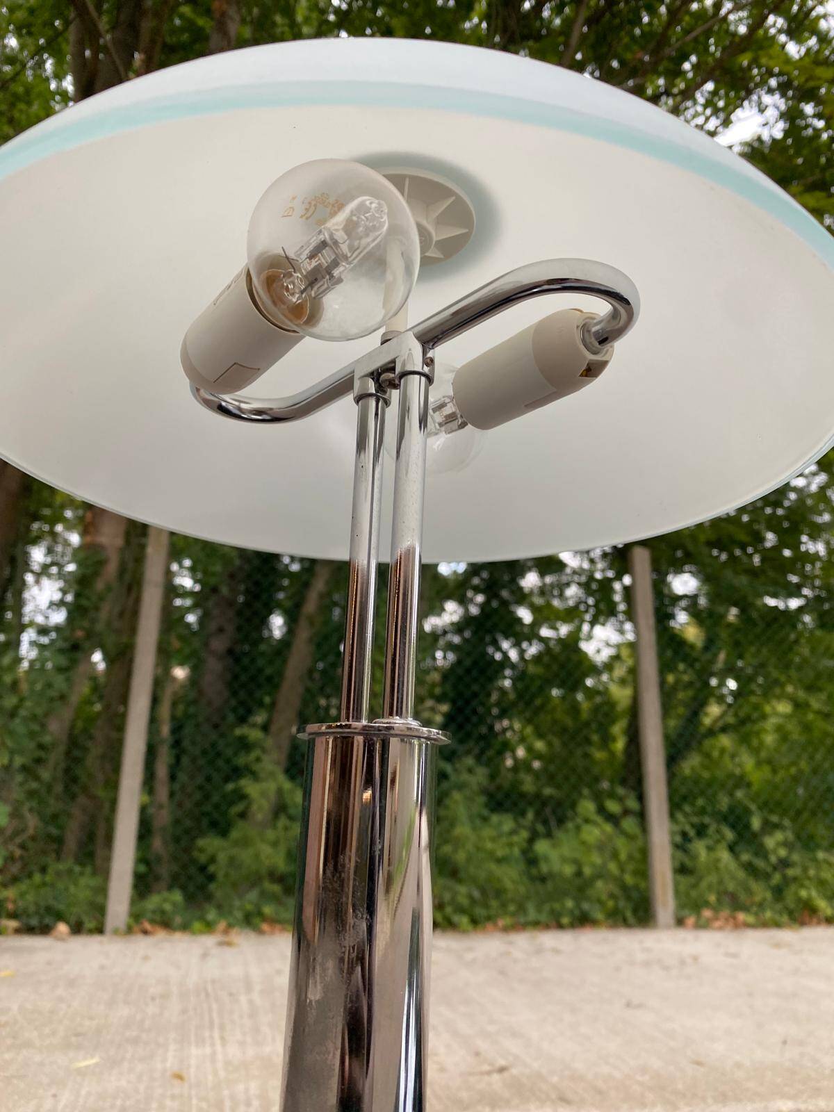 Mushroom table lamp WOFI Leuchten – Chrome metal & frosted glass