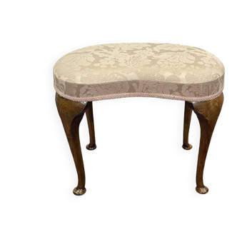 1950s English Chippendale vanity stool in beech.