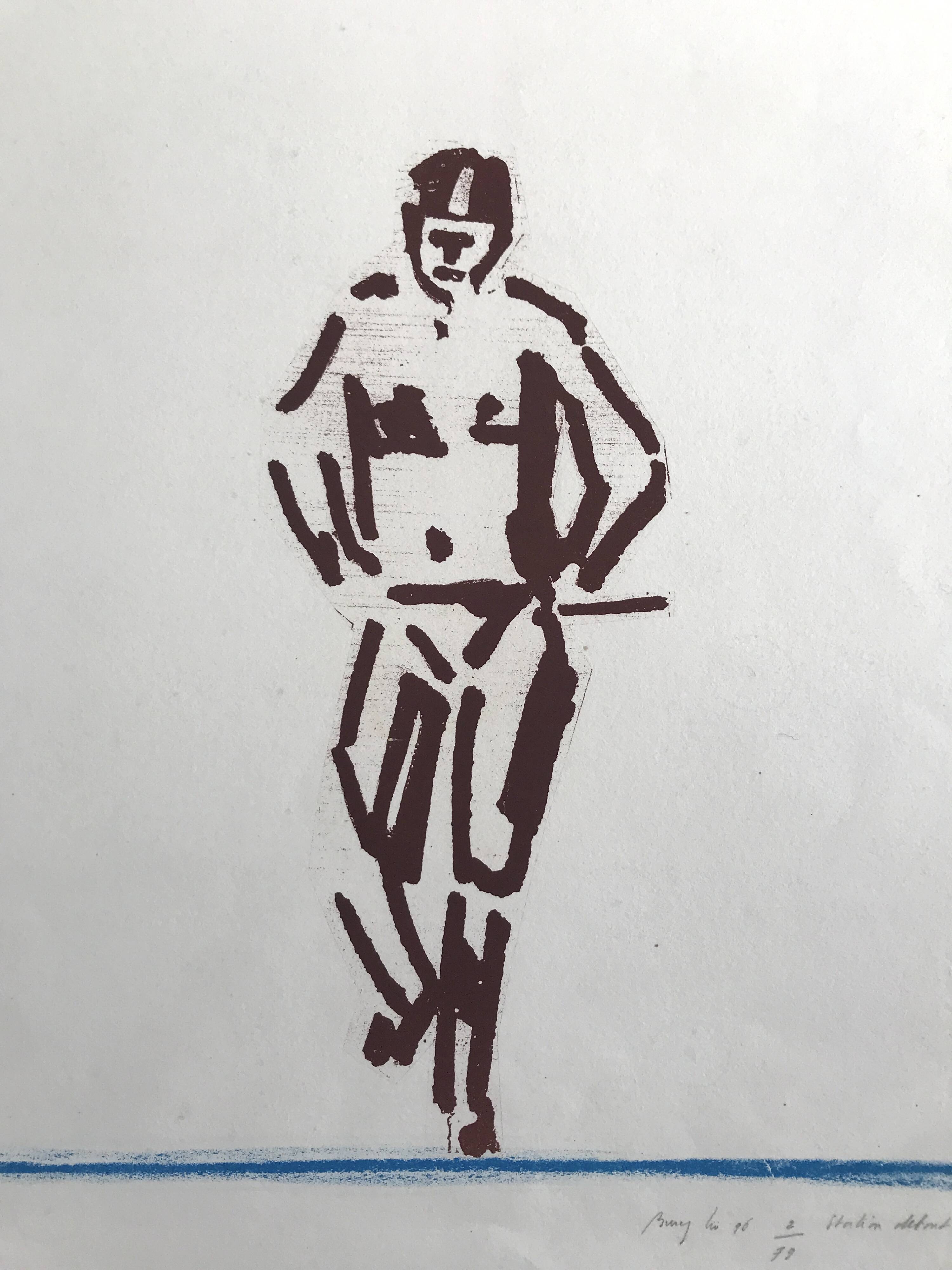 Pierre buraglio, standing station, 1996. lithograph signed in pencil