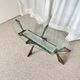 Vintage Italian coffee table in glass, chrome and brass metal, Hollywood Regency style, 1970s.