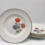 6 Hollow porcelain plates "Moulin des Loups" Beaulieu model