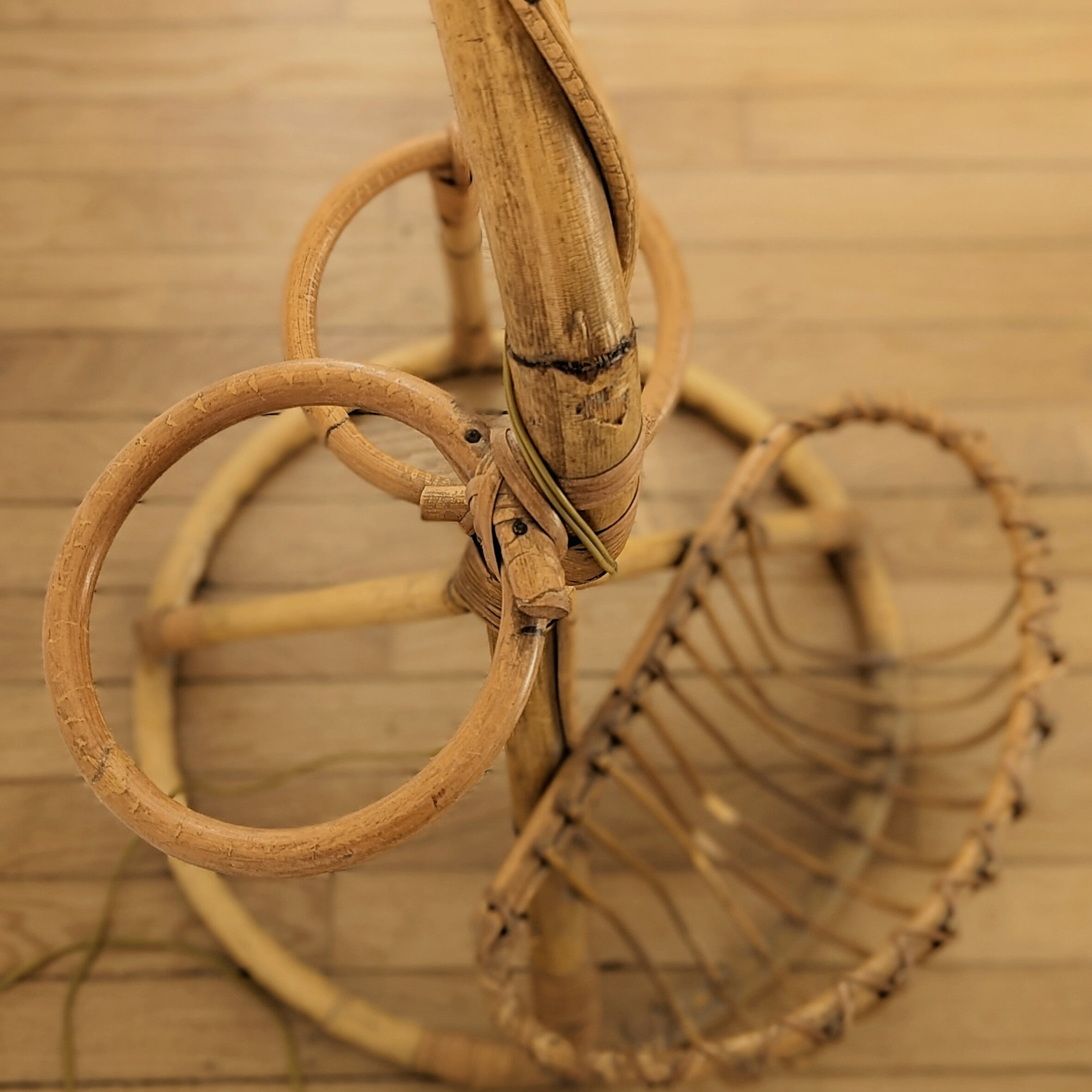 Rattan floor lamp, 60s