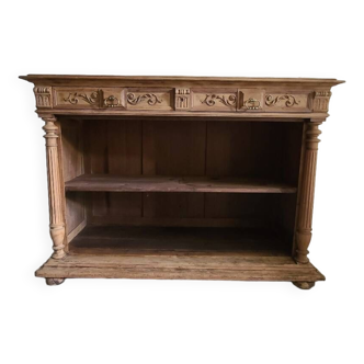 Ancien meuble comptoir meuble de métier console îlot central bois brut rangement bahut