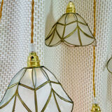 Pair of portable lamps in mother-of-pearl and brass