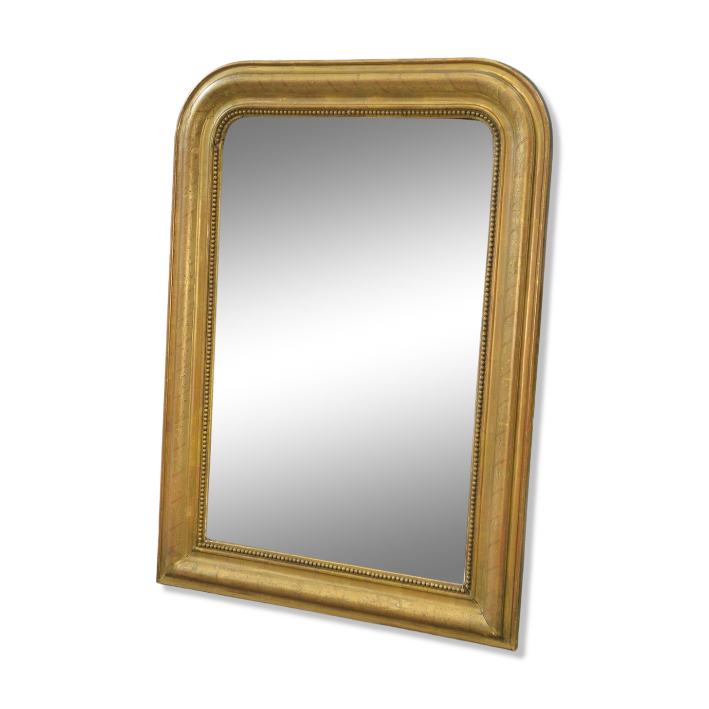 Miroir au mercure époque Louis Philippe doré à la feuille XIXème