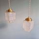 Pair of Art Deco Skyscraper satin glass pendant lights, 1930s