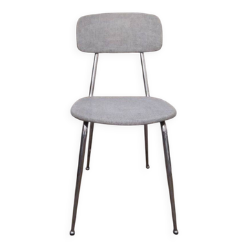 Chaise piètement compas chrome et tissu 1950
