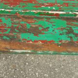 Ancien banc d' école patine vert rouge