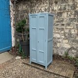 Armoire parisienne ancienne bleue grisée H154
