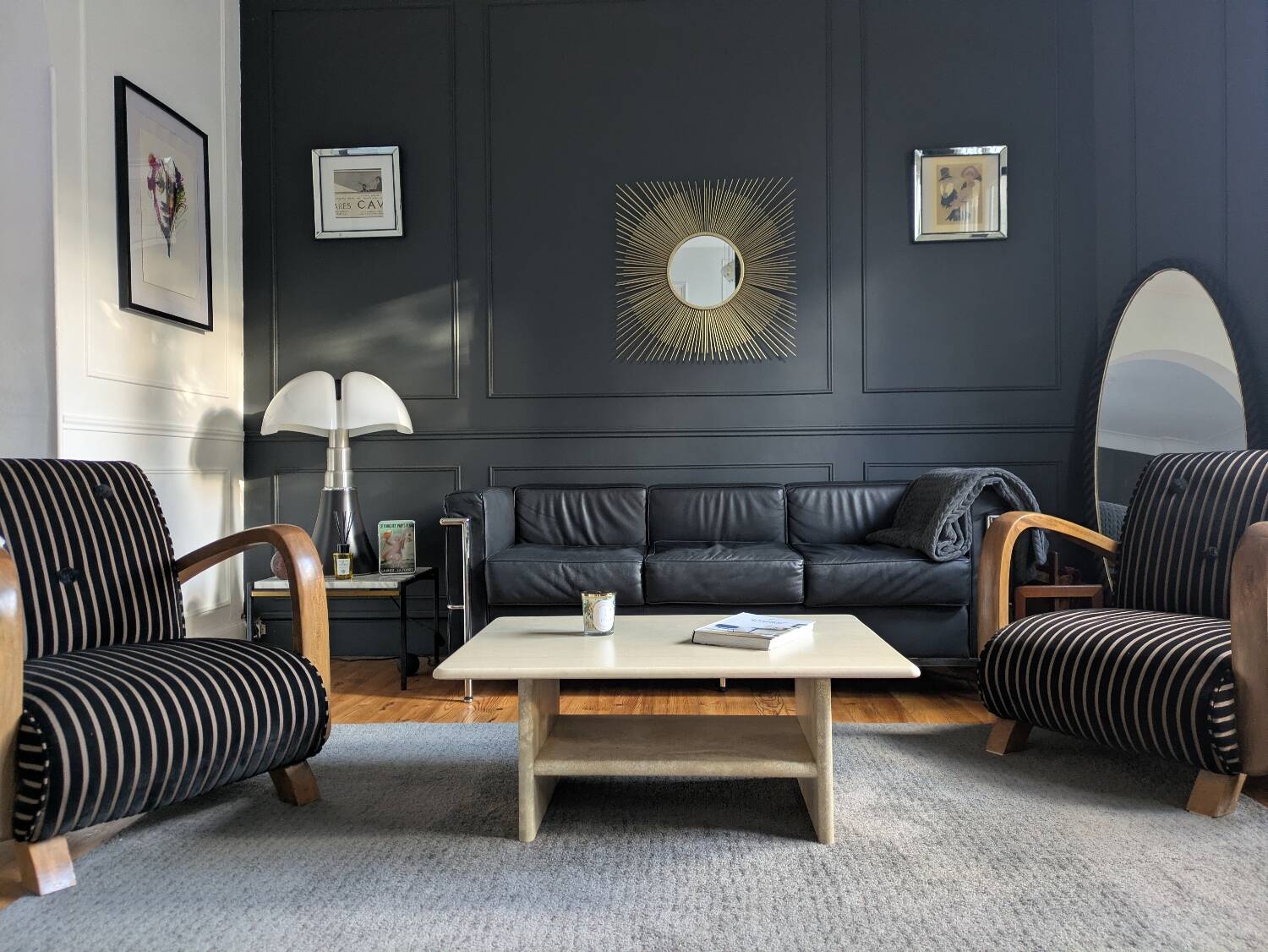 Vintage coffee table in travertine