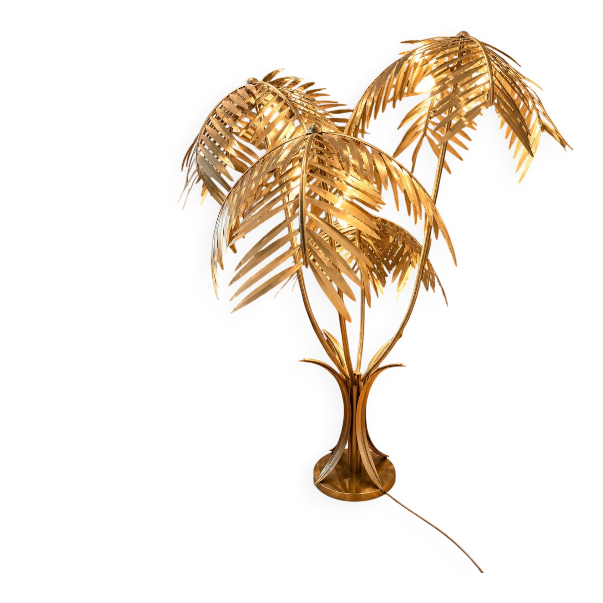 Large palm tree floor lamp in brass – Handmade – New