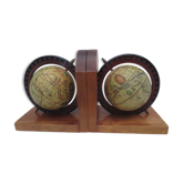 Old pair of greenhouse books in solid wood and world map