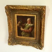 Painting by Fritz Wagner (1896-1939) - oil on wood - signed - wine tasting