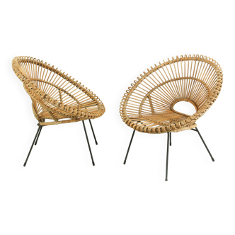 Set of 2 sunburst chairs by Rohe Noordwolde, 1950s.