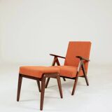Fauteuil Vintage avec Repose-Pieds  terracotta Bouclette
