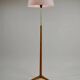 Oak and Brass Floor Lamp Marked “GO 12 WDH”, Sweden, 1950s