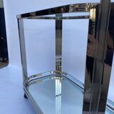 Romeo Rega Chrome Bar Cart Drinks Trolley Table Glass Hollywood Regency