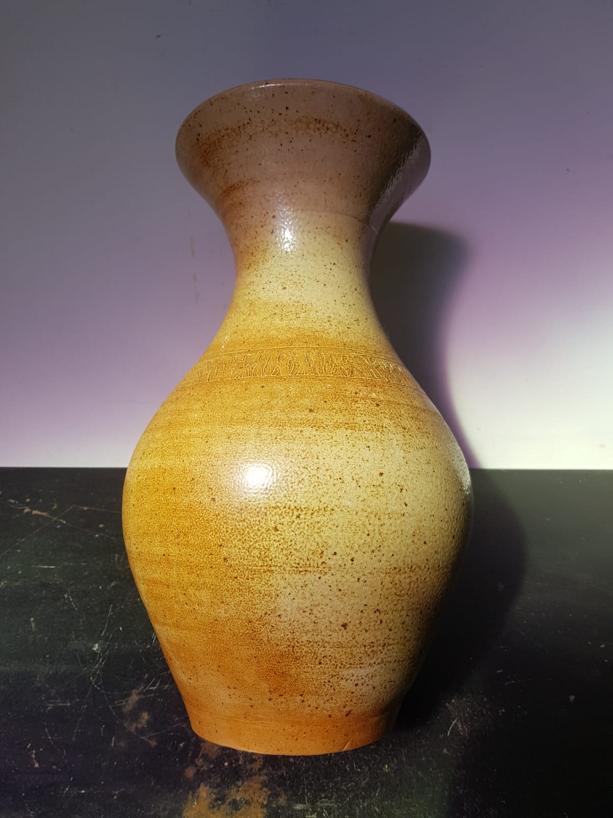 Vase Old Sandstone Brown Beige Décor Chisled Col Corolla Deco Vintage