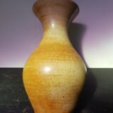 Vase ancien grès marron beige décor ciselé col corolle déco vintage