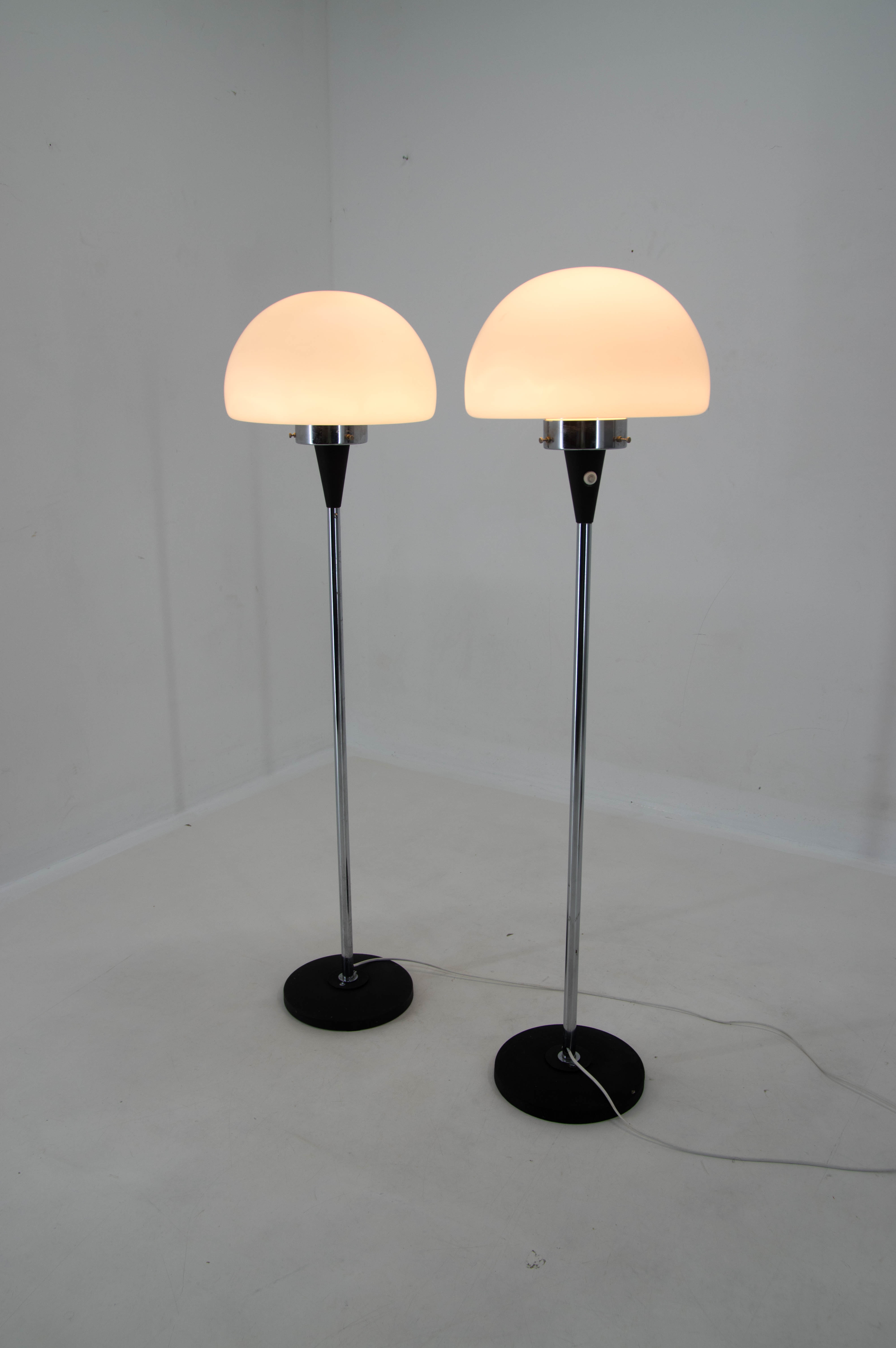 Pair of two floor lamps by Jaroslav Bejvl for Lidokov, 1960s